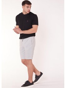 Resim Erkek Yandan Cepli Beli Bağcıklı Jogger Gri Şort Gri 