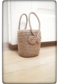 Resim 2 Kg Dekoratif Kapı Stoperi Silindir Kapı Önü Ağırlık Kapı Tutucu Hasır Jüt İp Li 