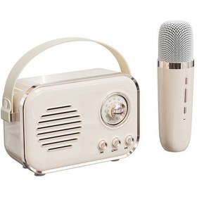 Resim Retro Taşınabilir Bluetooth Hoparlör, Mikrofonlu Karaoke, Hıfı Bas Ve Uzun Pil Ömrü İle Dış Mekan Keyfi - Sarı 