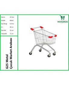 Resim G25 Metal Çocuk Market Alışveriş Arabası 25 Litre 
