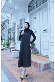 Resim HNT Hayrunnisa Tesettür Ayarlanabilir Jile Elbise Siyah HNT1015 