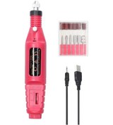 Resim Lemestar Usb Güç Kaynağı Hız Ayarlı Mini Manikür Makinesi 6 Taşlama Uçlu Tırnak Jel Apara,kırmızı 