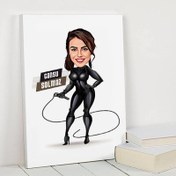 Resim Kırbaçlı Deri Kıyafetli Kadın Karikatürlü Kanvas Tablo 