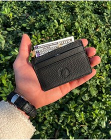 Resim Unisex Mat Black Mini Design Hakiki Deri Kartlık Cüzdan Erkek - Kadın Siyah 