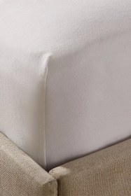 Resim Velvet Kadife Dokulu Pamuklu Lastikli Çarşaf - Beyaz / Tek Kişilik 90 x 190 x 30 cm 