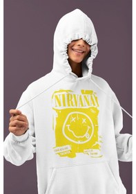 Resim Sevbano Tasarım Nirvana Rock Metal Müzik Grubu Baskılı Unisex Oversize Ho beyaz 
