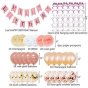 Resim Doğum Günü Süslemeleri, Kız Ve Kadınlar İçin Mutlu Yıllar 52 Adet Afiş Gül Altın Balonlar Dahil Çok Renkli 