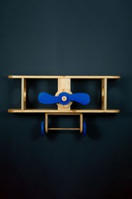 Resim OPPİPO Çocuk Odası Rafı - Montessori Raf - Uçaklı Raf Mavi 