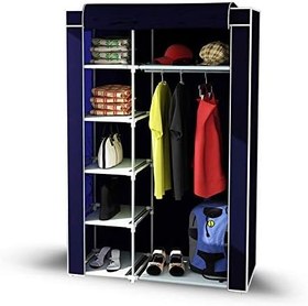 Resim Tek Yandan Raflı Plastik Bez Dolap - Lacivert 