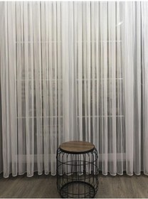 Resim Tül Perde Sık Burgu Düz Armür Etek Kurşunlu Ekru 