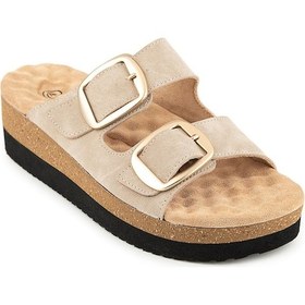 Resim Muya Pantai Anatomik Taban Topuk Dikeni Kadın Terlik Krem 