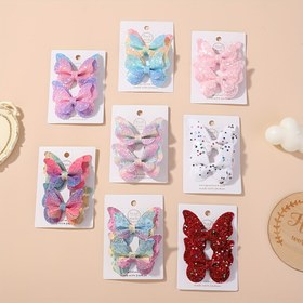 Resim 2 Renkli Şeker Temalı Saç Tokaları ile Şık Kelebek Kurdeleler, Kızların At Kuyrukları İçin Mükemmel, Festivaller ve Okul Stili İçin Uygun. 