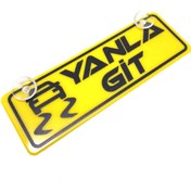Resim Blingston Yanla Git Yazılı Sarı Dekor Plaka Vantuzlu Cam Süsü 22x7.5cm 
