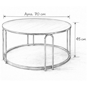 Resim Salon Orta Bronz Aynalı Ayna Lenka Gold Metal Ayak Orta Sehpa Altın 