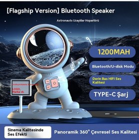 Resim Bluetooth Astronaut Kablosuz Usb Hoparlör Ağır Bas Hıfı Ses Kalitesi 