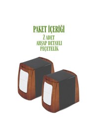 Resim Grimorlife 2 Adet Ahşap Detaylı Çift Taraflı Yaylı Peçetelik Kafe Restaurant Lokanta Büfe Otel Peçetelik Diğer 