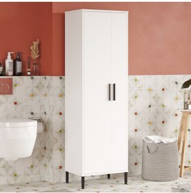 Resim L'occi Concept Harvey Kapaklı Çok Amaçlı Dolap Vileda Banyo Dolabı Metal Ayak Beyaz Hr1-w 