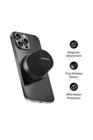 Resim Momax 1-Vibe Go Magnetic Wireless Taşınabilir Gerçek Kablosuz Hoparlör (Gri) 