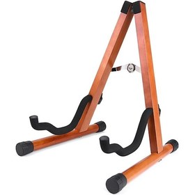 Resim Taşınabilir Masif Ahşap Gitar Standı Tutucu Huş Ağacı Kahve 