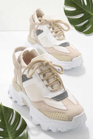 Resim Bambi Bej Triko Kadın Sneaker K01703087582 