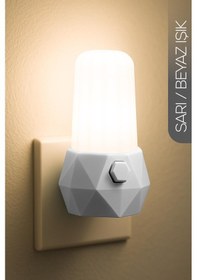 Resim Gece Lambası Prizma Tip 2 Mod Sarı-beyaz Işık Tuşlu Koridor Hol Işığı Uyuma Işığı Beyaz Gc07 Beyaz 