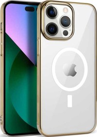 Resim İphone Uyumlu 13 Pro Max Uyumlu Zore Wireless Şarj Özellikli Pixel Magsafe Uyumlu Kılıf-gold Gold 