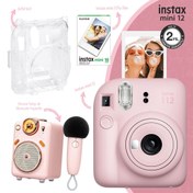 Resim Fujifilm Instax Mini 12 Pembe Fotoğraf Makinesi-10'lu Film-şeffaf Kılıf Ve Divoom Fairy-ok Pembe Karaoke Mikr 
