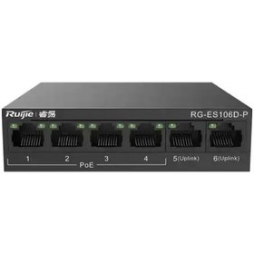 Resim Reyee Ruijie RG-ES106D-P 6 Port 10/100 METAL 58 Watt Poe Switch 