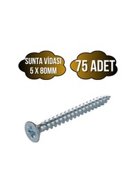 Resim Sunta Vidası 5x80mm Çinko Ahşap Mdf Montaj Vidası 5x80mm 75 Adet 80 MM 