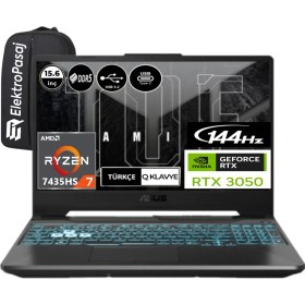 Resim Asus Tuf Gaming A15 FA506NCR-HN035EP5 Ryzen 7 7435HS 16 GB Ram 1 Tb SSD RTX3050 Freedos 15.6" Taşınabilir Bilgisayar Fhd + Elektropasaj Çanta 