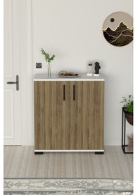 Resim Athena Çok Amaçlı 2 Kapaklı ,kahve Köşesi,mutfak,banyo, Kiler Dolabı Meşe Çam - Beyaz 