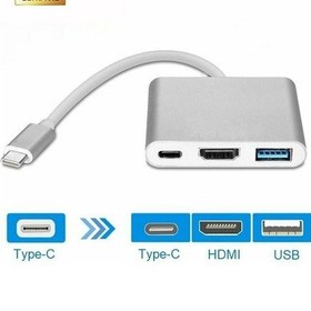 Resim 3 In 1 Type-C To Hdmi Usb 3.0 Çevirici Dönüştürücü Adaptör 