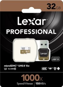 Resim Lexar 32Gb 1000X Microsdhc C10 150Mb/Sn+Usb3.0 4K Hafıza Kartı 