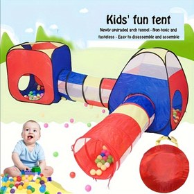 Resim 4'lü Renkli Pop-Up Oyun Çadırı & Tünel Seti Çocuklar İçin - Toksik Olmayan, Kolay Kurulum, İç/Dış Mekan Eğlence Evi Saklama Çantası ile - Erkek & Kız Çocuklar İçin İdeal Doğum Günü Hediyesi, Çocuk Dostu, Kırmızı & Mavi, Çocuk Oyuncakları 