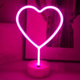 Resim Ema Dükkan Kalp Neon Led Işıklı Usb'li Gece Lambası Pilli Neon Led Işıklı Masa Lambası Dekoratif Aydınlatma 