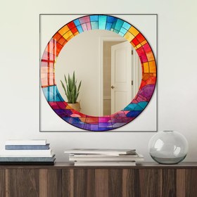 Resim Mozaik Güneş Yuvarlak Ayna - Yok / 100 cm 