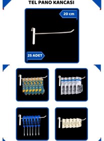 Resim 20 Cm - 25 Adet Beyaz Tel Pano Kancası Raf Askısı Beyaz 