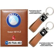 Resim Plakanıza Özel Geely Logolu Taba Ruhsat Kabı Ve Anahtarlık 