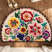 Resim 1 adet HKStorage Çiçek Desenli Kapı Matı - 100% Polyester Makinede Yıkanabilir İç Mekan Matı, Canlı Kırmızı, Pembe, Sarı ve Mavi Çiçekler, Dayanıklı ve Hafif Yüksek Kapasiteli Alanlar İçin, Sevgililer Günü, Paskalya ve Bahar Dekoru İçin Mükemmel, Kapı İçin Mat, Tatil Dekorasyonu, Dekoratif Giriş, Flanel Malzeme, İncelikli Nakış 