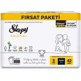 Resim Sleepy Extra Günlük Aktivite Fırsat Paketi Bebek Bezi 3 Midi Numara 42 Adet - Standart / Standart 