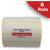 Resim 90X40 Termal Etiket 6 Rulo Barkod Etiketi Kalite Barkod 