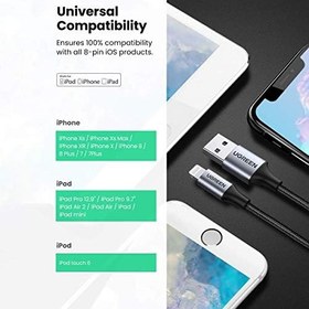 Resim Ugreen, MFi Lisanslı USB-A & Lightning Örgülü Data ve Şarj Kablosu, 1.5 Metre, Beyaz 