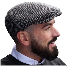 Resim Kışlık Kaşe Şapka Yün Düz Renk Spor London Kasket -balık Sırtı Gri Gri - Siyah 