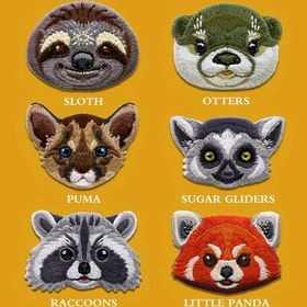 Resim 1 Adet İşlemeli Hayvan Yaması - Çeşitli Renkli Kumaş Uygulamaları ile Kendinden Yapışkan Arka için DIY El Sanatları ve Giyim - Panda, Rakun, Sloth, Su Samuru, Şeker Uçan Sıçanı Dahil Çeşitli Hayvanlar 