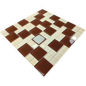 Resim MozaiKristaL Tüm yüzeyler için Sütlü Kahve-Krem Mix. 30x30cm. Fileli Kristal Cam Mozaik ( 1 m2 Fiyatıdır ) 