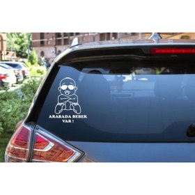 Resim Turuncu Sticker Arabada Bebek Var Cam Sticker 15x17,6 Cm 