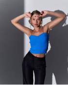 Resim Be Amore Mavi Zincir Askılı Triko Crop 