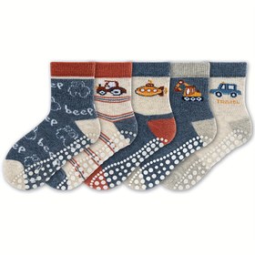 Resim 5 Çift KOWAYI Erkekler için Orta Diz Çorapları - Kaymaz, Polyester Karışımı, Tüm Mevsimler İçin Eğlenceli Kamyonlar ve Uçak Tasarımları, Makine Yıkanabilir, Seyahat Temalı Çoraplar|Oyunca Çorap Tasarımı|Esnek Kumaş 