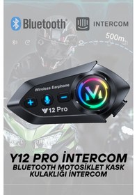 Resim Wearfitpro Y12 Pro İntercom Bluetooth Motosiklet Kask Kulaklığı İntercom Kulaklık 