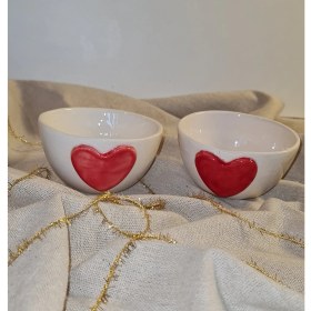 Resim Senseoftouch Kalp Çerezlik Kase El Yapımı Seramik 